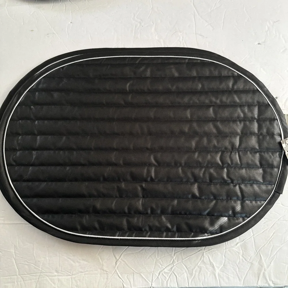 Black Oval Placemats White Trim Set Of 4 Gourmet‎ Graphics Vintage Made In USA